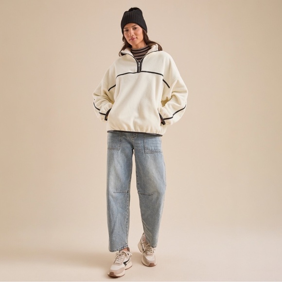 Altar’d State Brisk Sherpa Pullover Jacket Ivory White Fleece Half Zip Sweater M - Picture 4 of 10